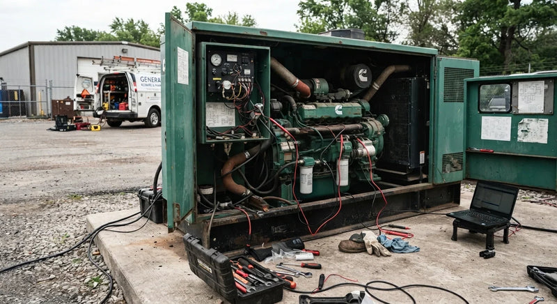 Standby generator being serviced at Perth Rewind